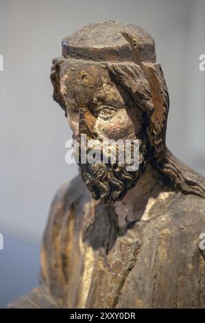 Détail du Christ, Palmesel, figure en bois d'environ 1350, Musée Dioezesan, Rottenburg, Bade-Wuerttemberg, Allemagne, Europe Banque D'Images