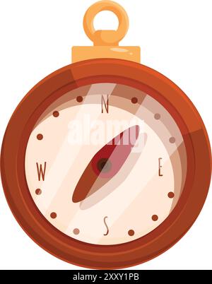 Boussole vintage pointant vers le nord, guidant les aventuriers et les explorateurs dans leurs voyages Illustration de Vecteur