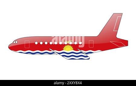 Le drapeau de Kiribati peint sur la silhouette d'un avion. illustration brillante Banque D'Images