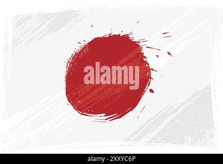 Drapeau national du Japon créé dans le style grunge Banque D'Images