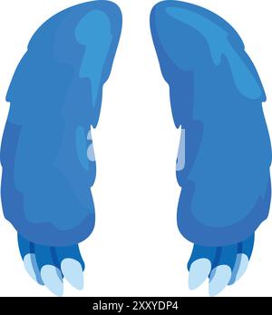 Les jambes de monstre bleu de dessin animé avec des griffes se tiennent sur un fond blanc Illustration de Vecteur