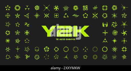 Actif de style de pixel Y2K. formes abstraites vectorielles 8 bits Illustration de Vecteur