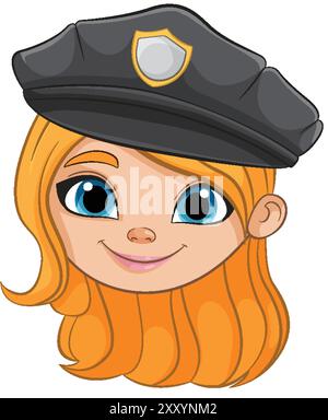 Caricature d'un policier féminin souriant Illustration de Vecteur