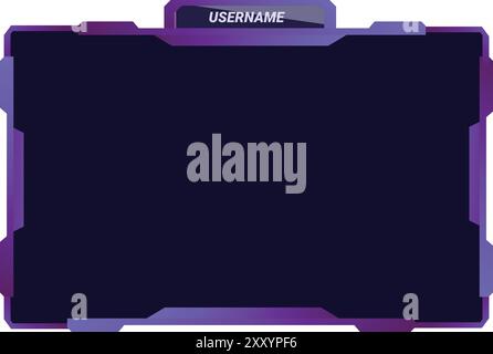 La bordure facecam de superposition de jeu futuriste avec un centre sombre montre le nom d'utilisateur en lettres blanches Illustration de Vecteur