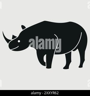 Rhino illustration grise, vecteur rhinocéros et vecteur animal rhinocéros, vecteur de rhinocéros, silhouette, silhouette rhinocéros Illustration de Vecteur
