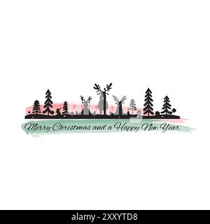 Illustration vectorielle de joyeux Noël, conception de t-shirt de Noël, dessins de ligne de joyeux Noël Illustration de Vecteur