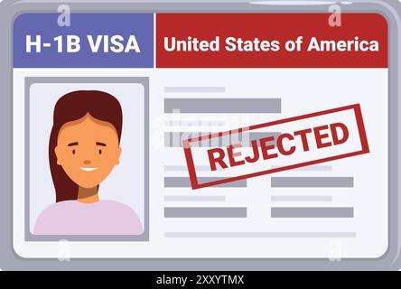 Une femme détient une demande de visa de travail rejetée pour les états-unis d'amérique Illustration de Vecteur