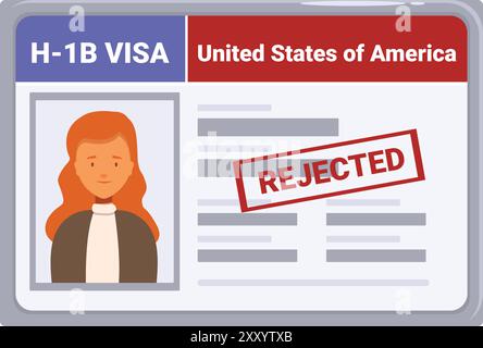 Femme d'affaires détient un visa de travail des états-unis d'amérique rejeté Illustration de Vecteur