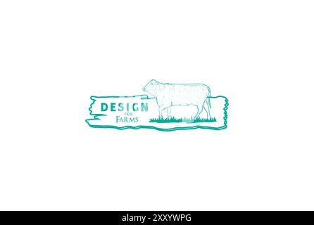 Rétro Vintage Hand Drawn Cow Bull Angus Ox pour Beef Farm logo Design Vector Illustration de Vecteur