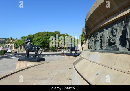 Le monument de Christophe Colomb à Barcelone, Espagne. Banque D'Images