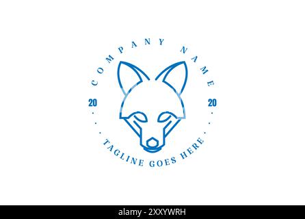 Simple minimaliste Wolf Fox Dog Coyote Head Line Outline style logo Design vecteur Illustration de Vecteur