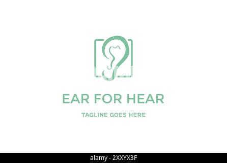 Simple minimaliste oreille humaine pour Clinic Care logo Design Vector Illustration de Vecteur
