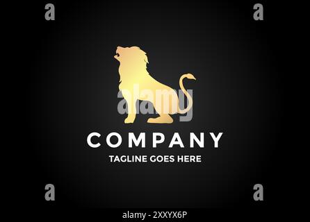 Golden Luxury Lion Crest Silhouette logo Design vecteur Illustration de Vecteur