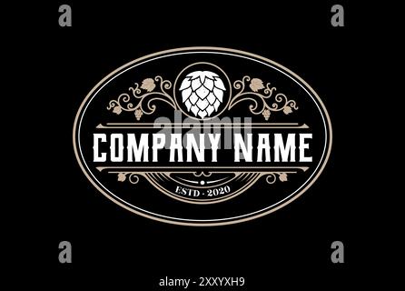 Vintage Old Hop pour Craft Beer Brewing Brewery logo Design Vector Illustration de Vecteur