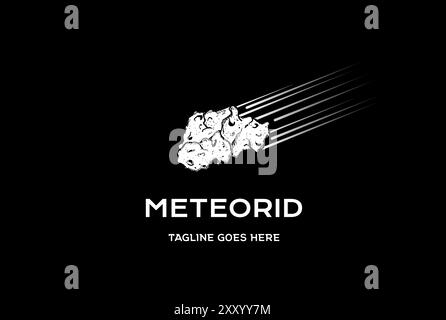 Vintage rétro Meteor Flying ou pierre astéroïde dans le design du logo Dark Sky Illustration de Vecteur