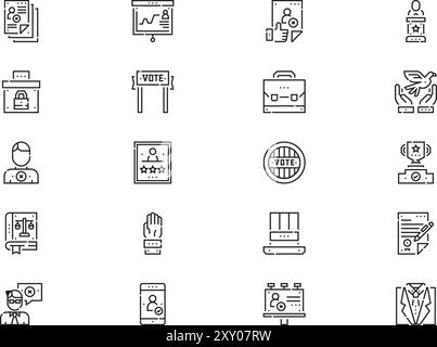 La collection d'icônes d'élections de vote est une illustration vectorielle avec un trait modifiable. Illustration de Vecteur