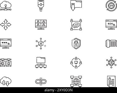 La collection d'icônes de mise en réseau est une illustration vectorielle avec un trait modifiable. Illustration de Vecteur