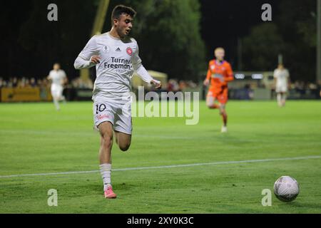 Richlands, Australie. 27 août 2024. Richlands, 27 août 2024 : Alexander Badolato (10 Western Sydney Wanderers) en action lors du match entre le Lions FC et les Western Sydney Wanderers lors de la manche de la Coupe d'Australie 16 au Luxury Paints Stadium Matthew Starling (Promediapix/SPP) crédit : SPP Sport Press photo. /Alamy Live News Banque D'Images