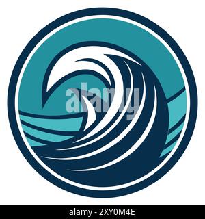 Logo Wave badge Illustration de Vecteur