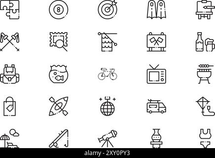 Hobbies Freetime ICONS collection est une illustration vectorielle avec trait modifiable. Illustration de Vecteur