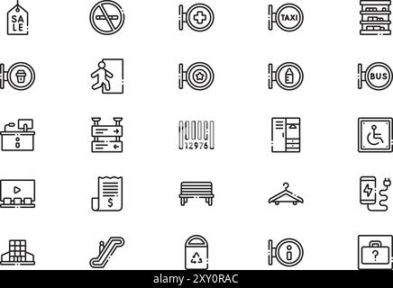 Mall Icons collection est une illustration vectorielle avec trait modifiable. Illustration de Vecteur