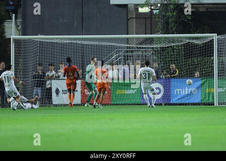 Richlands, Australie. 27 août 2024. Richlands, 27 août 2024 : Marcus Antonsson (9 Western Sydney Wanderers) marque le troisième but lors du match entre le Lions FC et les Western Sydney Wanderers lors de la manche de la Coupe d'Australie 16 au Luxury Paints Stadium Matthew Starling (Promediapix/SPP) crédit : SPP Sport Press photo. /Alamy Live News Banque D'Images