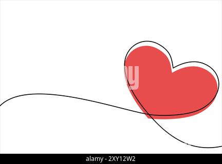 Dessin de ligne continue de signe d'amour avec deux coeurs. illustration minimaliste vectorielle du concept d'amour Illustration de Vecteur