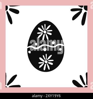 Motif sans couture Linocut Happy Easter noir et blanc Illustration de Vecteur
