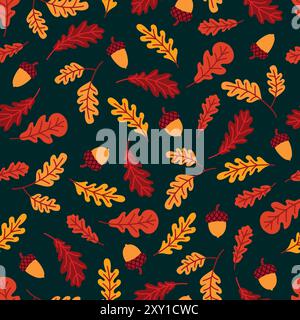 Motif avec des feuilles de chêne et des glands Illustration de Vecteur