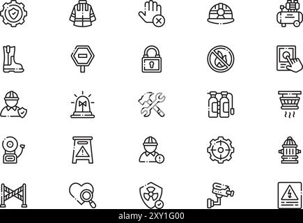 La collection d'icônes de sécurité du travail est une illustration vectorielle avec trait modifiable. Illustration de Vecteur