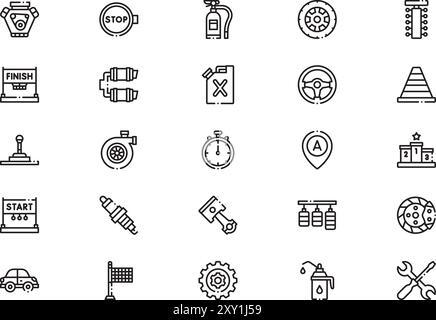 Collection d'icônes de course automatique est une illustration vectorielle avec trait modifiable. Illustration de Vecteur