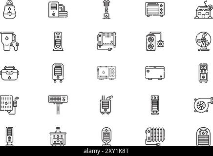 La collection d'icônes de chauffage et de refroidissement est une illustration vectorielle avec trait modifiable. Illustration de Vecteur