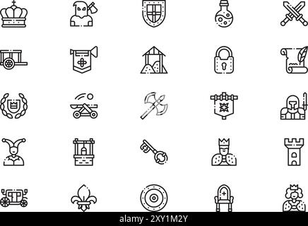 Medieval Times ICONS collection est une illustration vectorielle avec trait modifiable. Illustration de Vecteur