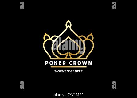 Golden King et Spade Ace pour le vecteur de conception de logo Poker Illustration de Vecteur