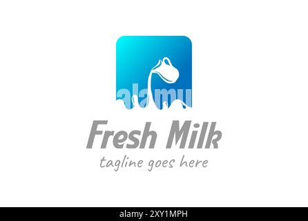 Lait frais moderne simple pour le vecteur de conception de logo de produit agricole Illustration de Vecteur