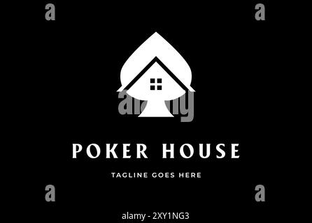 Simple minimaliste Ace Spade Scoop pour Poker Casino House logo Design Vector Illustration de Vecteur