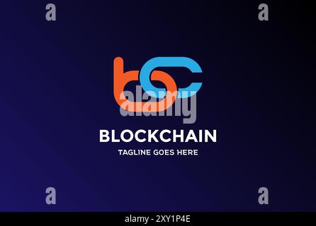 Simple lettre initiale minimaliste BC pour Block Chain Technology logo Design Vector Illustration de Vecteur