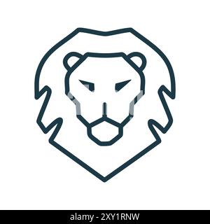 Motif tête de lion audacieuse. Cette icône minimaliste de tête de lion transmet la force, la puissance et le leadership. Il peut être utilisé comme logo ou marque de marque, symbolizin Illustration de Vecteur