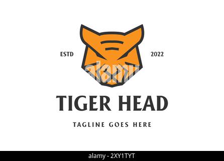 Simple minimaliste Tiger Cat Cheetah Jaguar Puma Leopard Head face Design Illustration de Vecteur