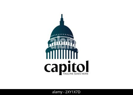 Vecteur de conception de logo du bâtiment du Capitole du gouvernement américain simple moderne Illustration de Vecteur
