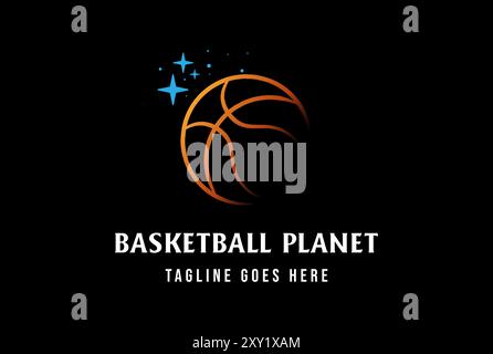 Modern Basketball Planet World Global pour Sport Club logo Design Vector Illustration de Vecteur