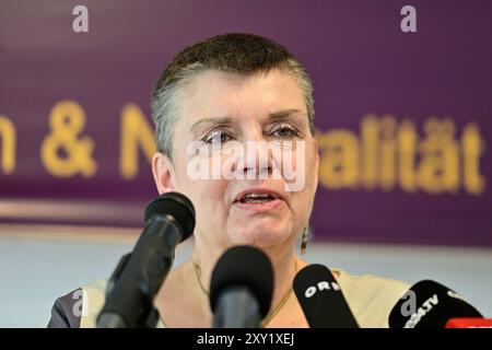 Vienne, Autriche. 27 août 2024. Madeleine Petrovic List présente la campagne d'affichage pour les élections du Conseil national de 2024 en Autriche. La photo montre Madeleine Petrovic Banque D'Images