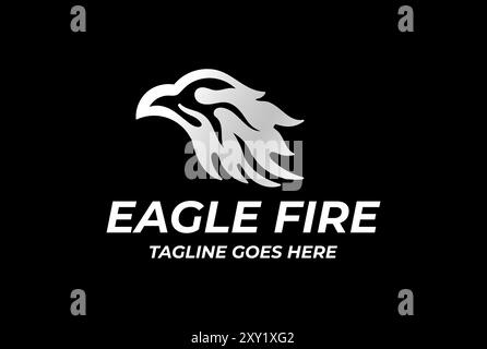 Tribal Fire Flame Eagle Hawk Falcon Head logo Design vecteur Illustration de Vecteur