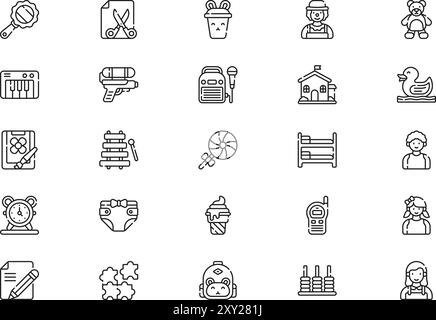 Kindergarten Icons collection est une illustration vectorielle avec trait modifiable. Illustration de Vecteur