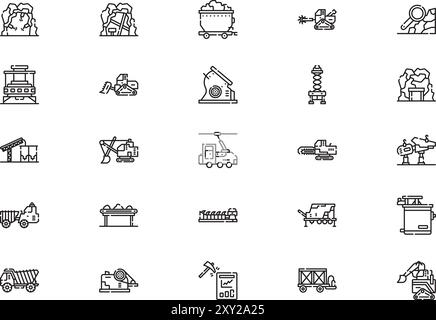 La collection d'icônes de minage est une illustration vectorielle avec un trait modifiable. Illustration de Vecteur