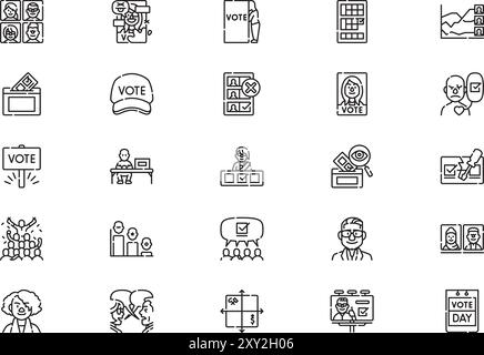 La collection d'icônes d'élections de vote est une illustration vectorielle avec un trait modifiable. Illustration de Vecteur