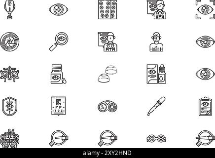 La collection d'icônes optométristes est une illustration vectorielle avec un trait modifiable. Illustration de Vecteur