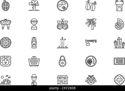 Madagascar ICONS collection est une illustration vectorielle avec trait éditable. Illustration de Vecteur