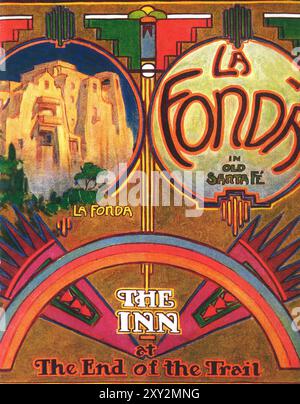 1927 Hotel la Fonda Inn- Old Santa Fe Nouveau Mexique - 'L'auberge au bout du monde' Banque D'Images