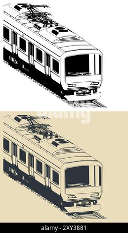 Illustration vectorielle stylisée d'un train de ville en gros plan Illustration de Vecteur